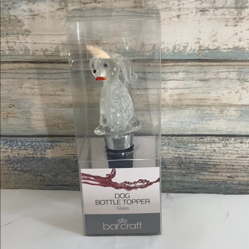 New, Barcraft Glass Dog Bottle Topper